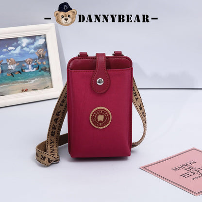 Danny Bear Mini Crossbody Phone Bag Canvas Casual Lightweight Unisex Purse