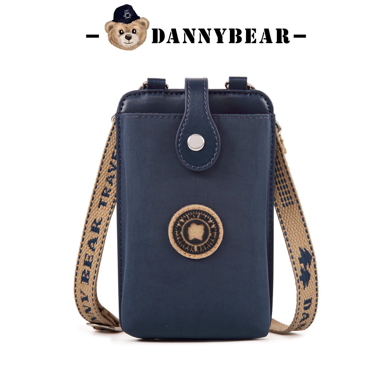 Danny Bear Mini Crossbody Phone Bag Canvas Casual Lightweight Unisex Purse