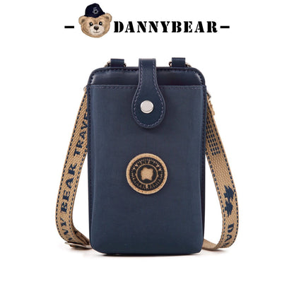 Danny Bear Mini Crossbody Phone Bag Canvas Casual Lightweight Unisex Purse