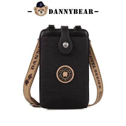 Danny Bear Mini Crossbody Phone Bag Canvas Casual Lightweight Unisex Purse