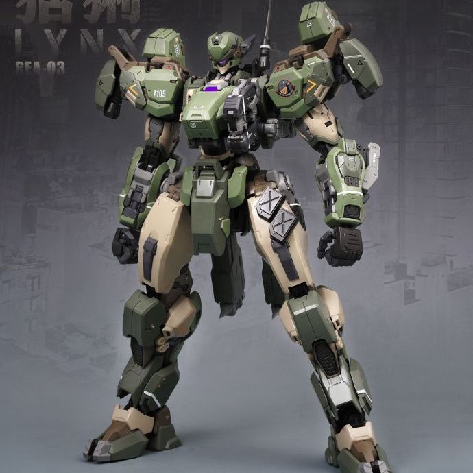 Blue Whale Sunday Hobby LYNX REA-03 1/100 Military Mecha Snap-Fit Model Kit with Maintenance Diorama Base