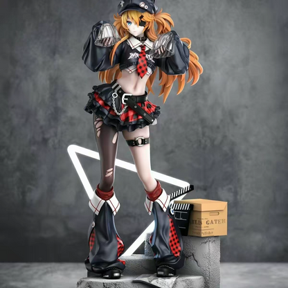 Mengya Xiang Evangelion Asuka Langley Punk Rock GK Figure 33cm Limited Edition with Bell Jar Props & Neon Base