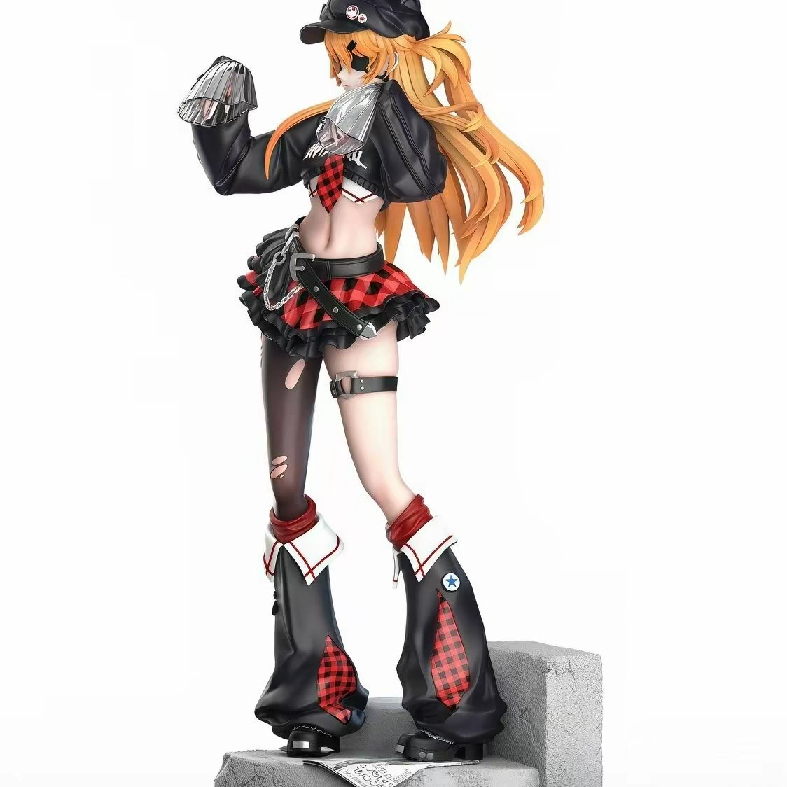 Mengya Xiang Evangelion Asuka Langley Punk Rock GK Figure 33cm Limited Edition with Bell Jar Props & Neon Base
