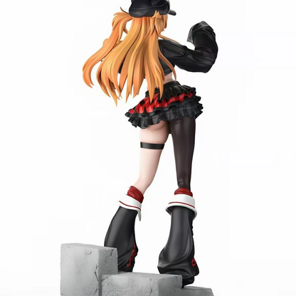 Mengya Xiang Evangelion Asuka Langley Punk Rock GK Figure 33cm Limited Edition with Bell Jar Props & Neon Base