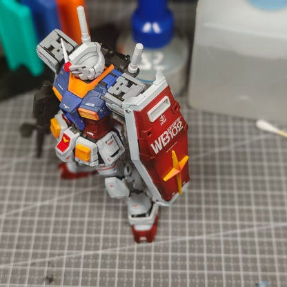 Bandai RG 1/144 RX-78-2 Gundam Built & Panel-Shaded Painted Finished Model with Shield Rifle WB102 Decals