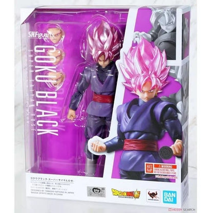 Bandai SHFiguarts Dragon Ball Super Goku Black Super Saiyan Rose Pink Hair Articulated Action Figure