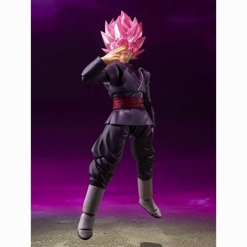 Bandai SHFiguarts Dragon Ball Super Goku Black Super Saiyan Rose Pink Hair Articulated Action Figure