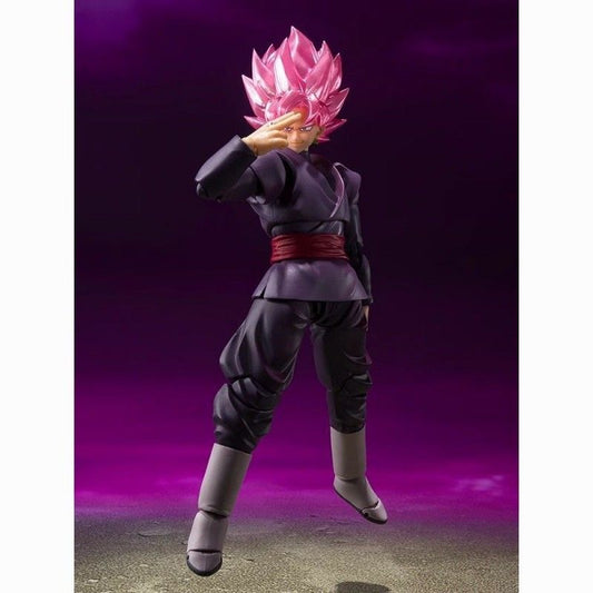 Bandai SHFiguarts Dragon Ball Super Goku Black Super Saiyan Rose Pink Hair Articulated Action Figure