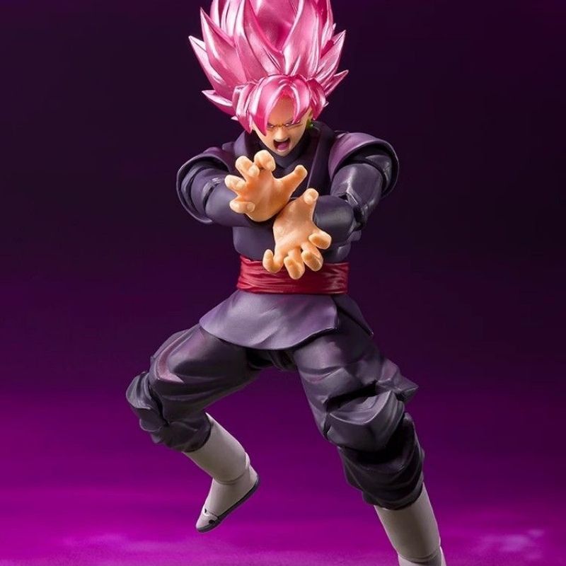Bandai SHFiguarts Dragon Ball Super Goku Black Super Saiyan Rose Pink Hair Articulated Action Figure