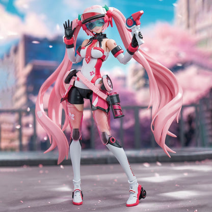 SSK MIKU02 Sakura Miku Pink Sonic Boom Articulated Model Kit Figure with Motorcycle Set