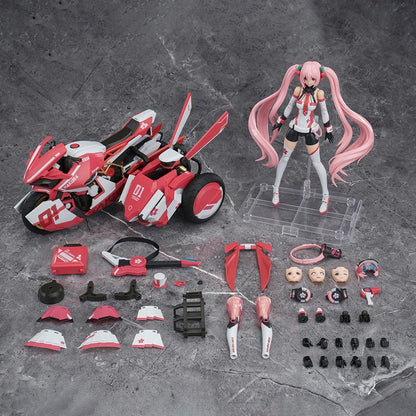 SSK MIKU02 Sakura Miku Pink Sonic Boom Articulated Model Kit Figure with Motorcycle Set