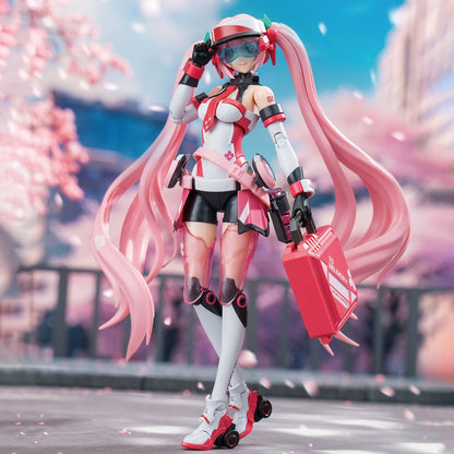 SSK MIKU02 Sakura Miku Pink Sonic Boom Articulated Model Kit Figure with Motorcycle Set