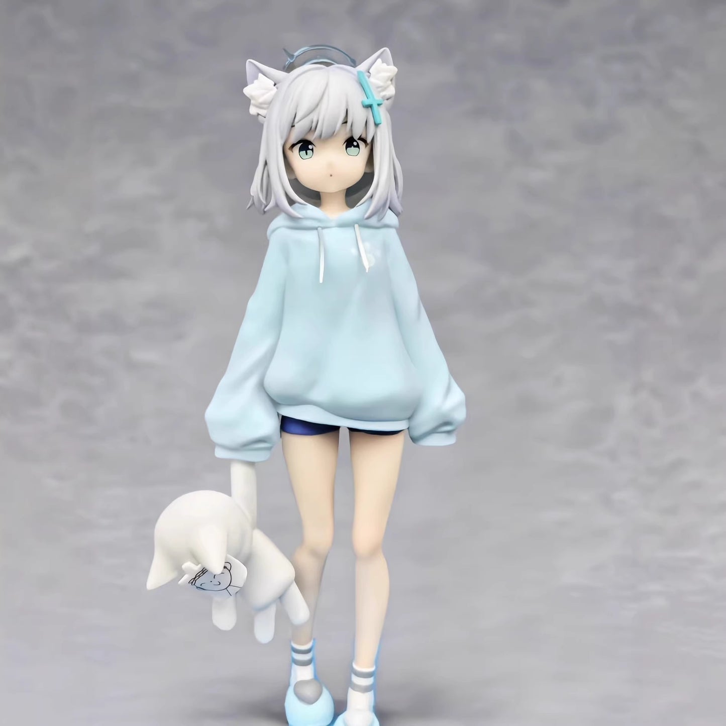 Blue Archive Sunaookami Shiroko Wolf Ear Hoodie Ver Limited GK PVC Statue Figure with Dog Companion