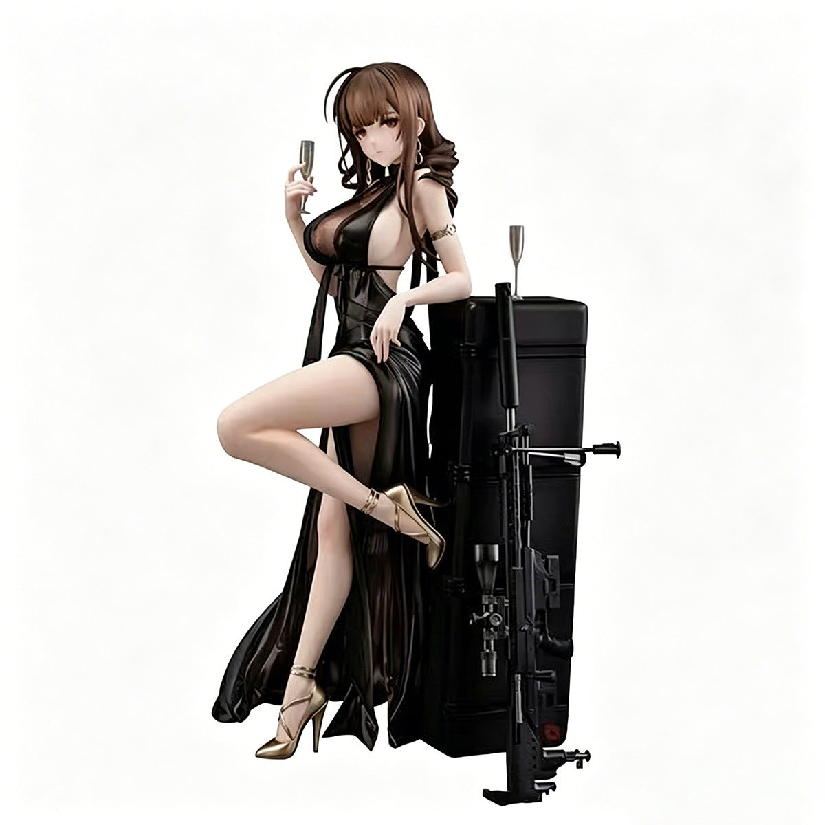 Girls Frontline DSR-50 Black Evening Gown Banquet Ver PVC Statue Figure with Sniper Rifle & Weapon Case