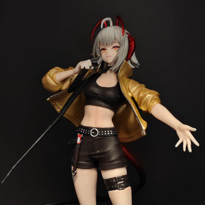 Arknights W Six-Star Sniper Operator Concert Ver PVC Statue Figure with Microphone Sniper Rifle Devil Tail