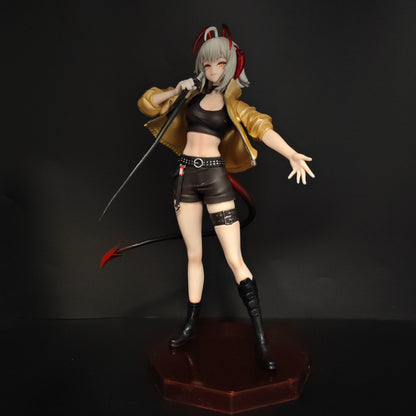 Arknights W Six-Star Sniper Operator Concert Ver PVC Statue Figure with Microphone Sniper Rifle Devil Tail