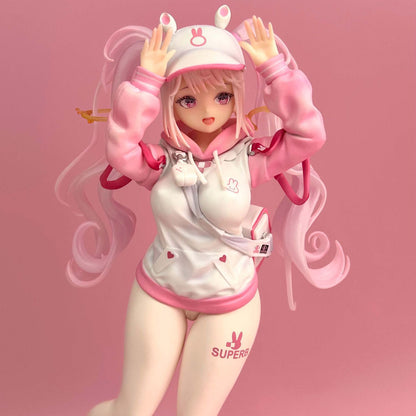 Alice Sweet Home Premium Ver Pink Bunny Hoodie Streetwear PVC Statue Figure with 2 Face Plates & Bag