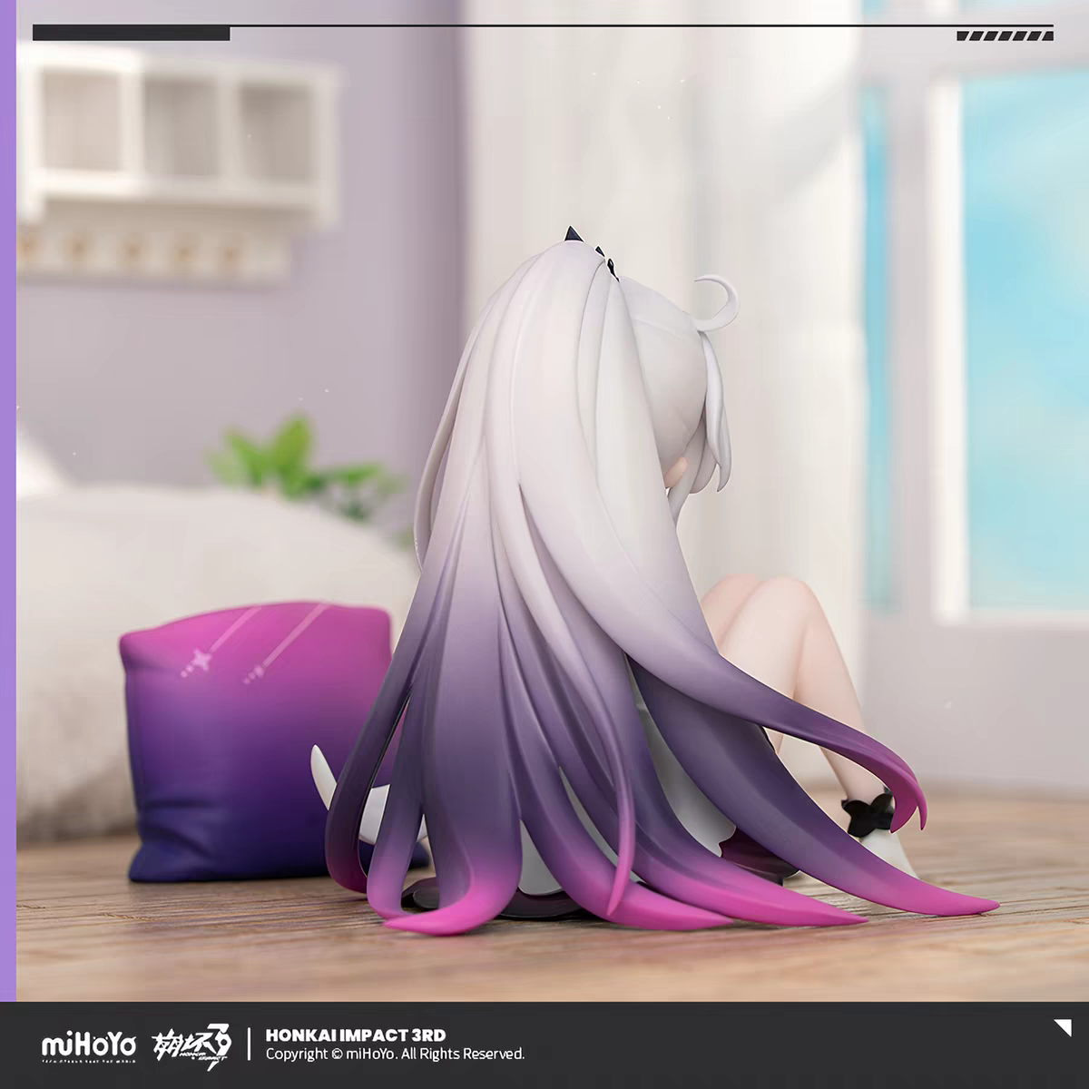 miHoYo Honkai Impact 3rd Kiana Kaslana Herrscher of Finality Chibi Sitting Figure with Purple Pillow Official
