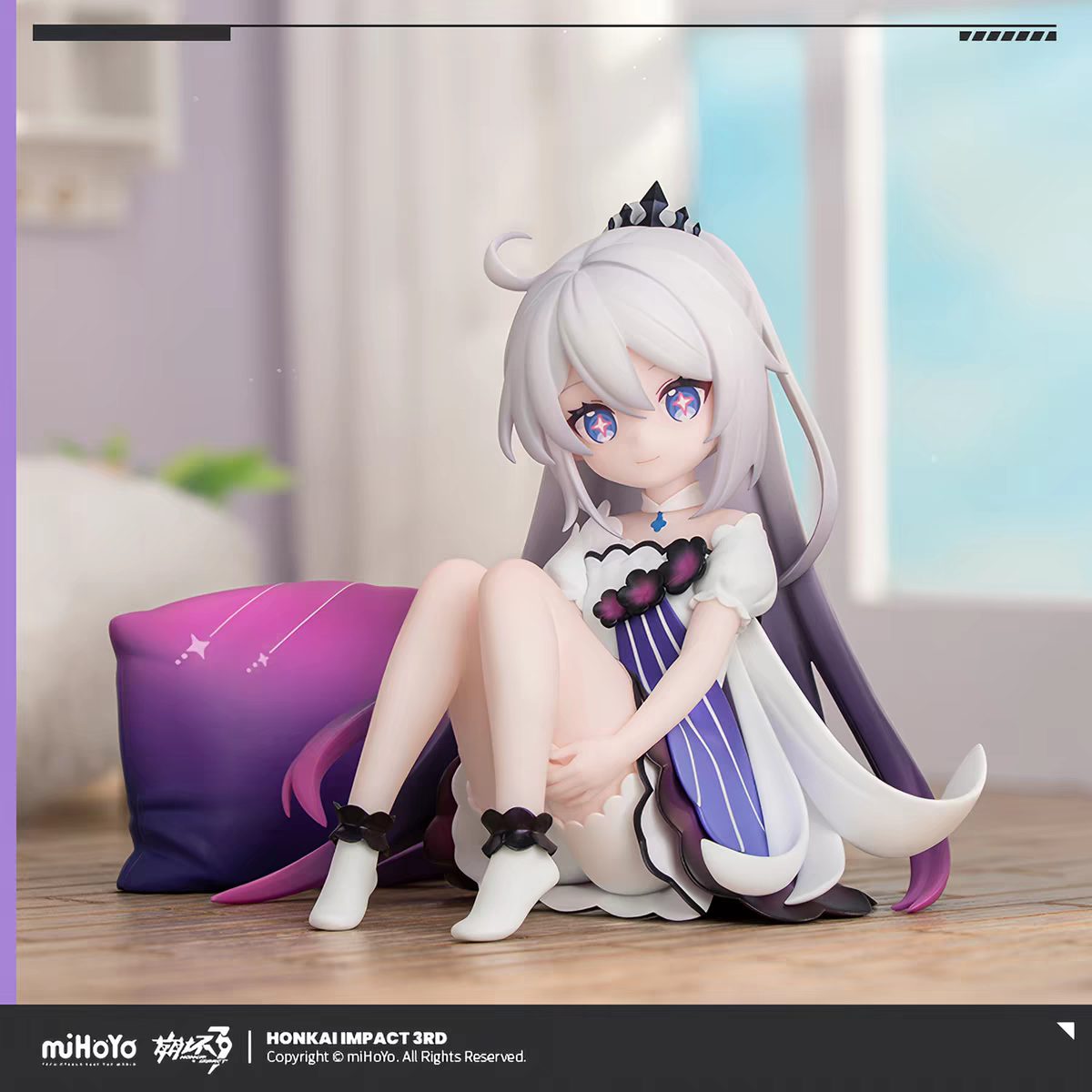 miHoYo Honkai Impact 3rd Kiana Kaslana Herrscher of Finality Chibi Sitting Figure with Purple Pillow Official