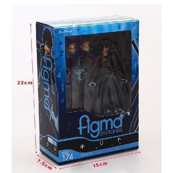 Sword Art Online Kirito Dual Sword Articulated Action Figure Figma Style 174 with Sword Effect Parts & Display Stand