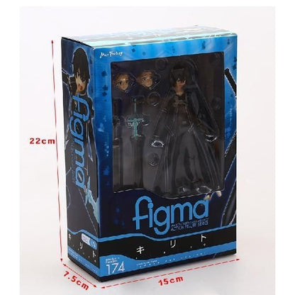 Sword Art Online Kirito Dual Sword Articulated Action Figure Figma Style 174 with Sword Effect Parts & Display Stand