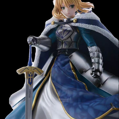 Fate Zero Saber Artoria Pendragon Scale Figure with Excalibur Sword Gold Crown Blue Cape & Terrain Base