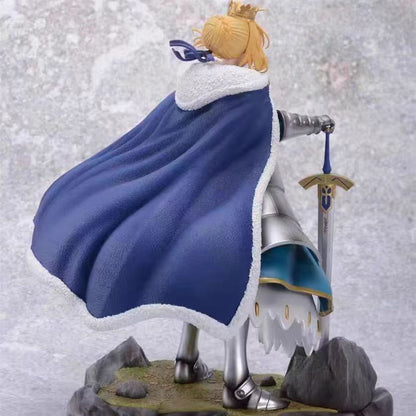 Fate Zero Saber Artoria Pendragon Scale Figure with Excalibur Sword Gold Crown Blue Cape & Terrain Base
