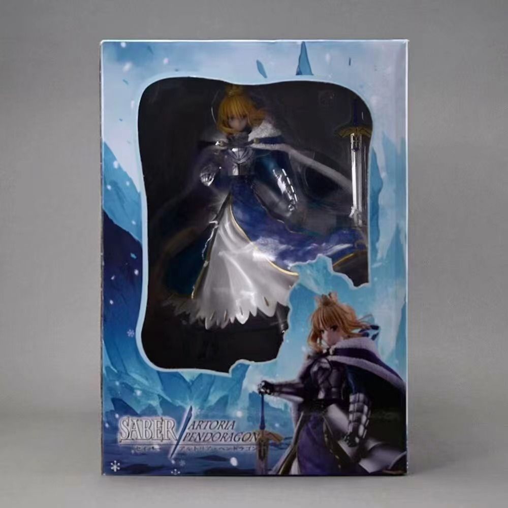 Fate Zero Saber Artoria Pendragon Scale Figure with Excalibur Sword Gold Crown Blue Cape & Terrain Base