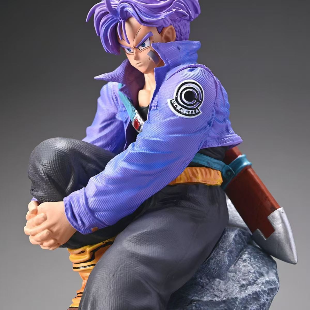 Dragon Ball Trunks Figure Last Warrior Scene Anime Collectible Sitting Statue with Sword