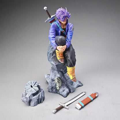 Dragon Ball Trunks Figure Last Warrior Scene Anime Collectible Sitting Statue with Sword