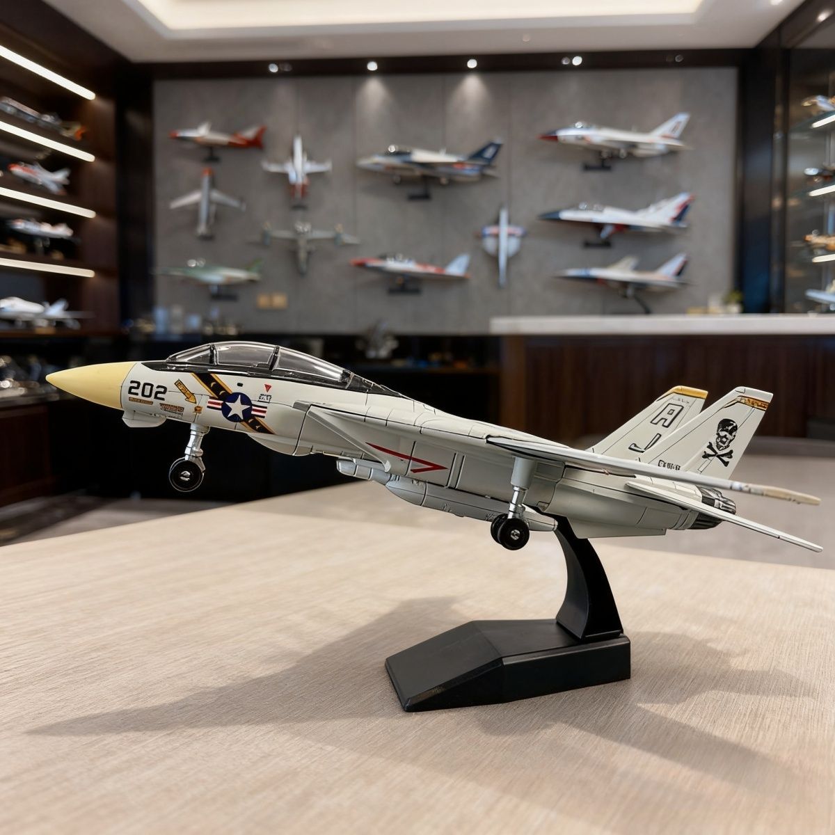 Military Fighter Jet Model Kit Diecast Aircraft Replica F-14 A-10 Su-35 B-2 Display Stand