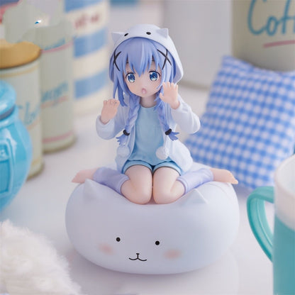 Anime Cat Ear Hoodie Girl Sitting Cloud Figure Kawaii Desk Decor PVC Statue Room Ornament