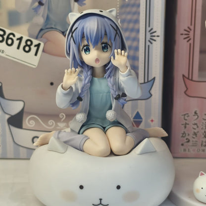 Anime Cat Hoodie Girl Figure Kawaii Sitting & Standing PVC Statue Desk Decor Ornament