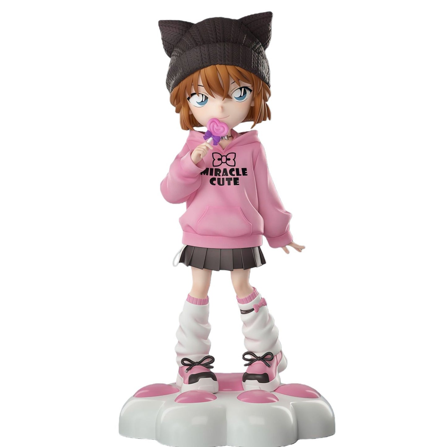 Anime Girl Cat Ear Hoodie GK Figure Lollipop Paw Base Statue