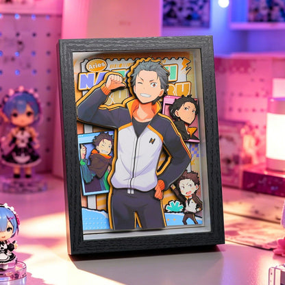 Re:Zero Starting Life in Another World — 3D Layered Paper Diorama Shadow Box | Rem & Full Cast
