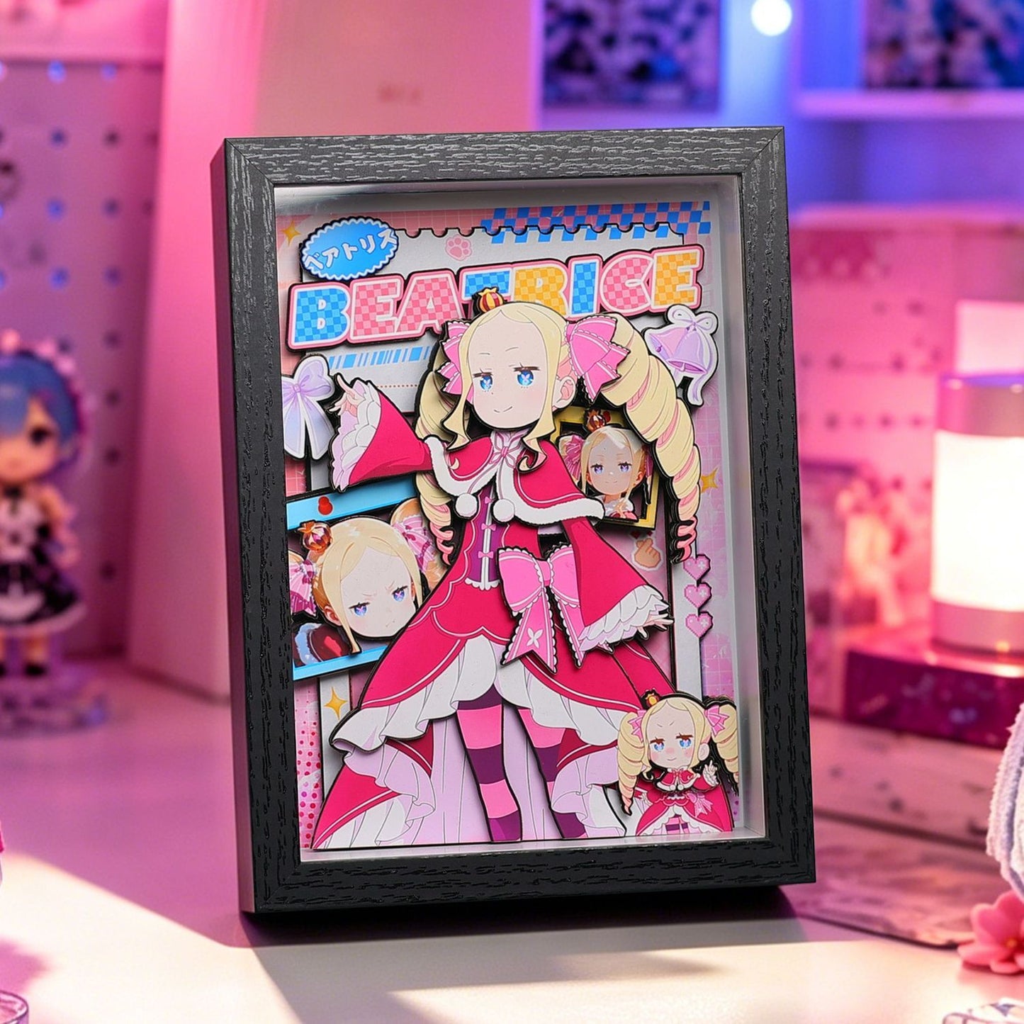 Re:Zero Starting Life in Another World — 3D Layered Paper Diorama Shadow Box | Rem & Full Cast
