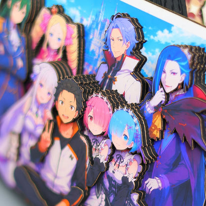 Re:Zero Starting Life in Another World — 3D Layered Paper Diorama Shadow Box | Rem & Full Cast
