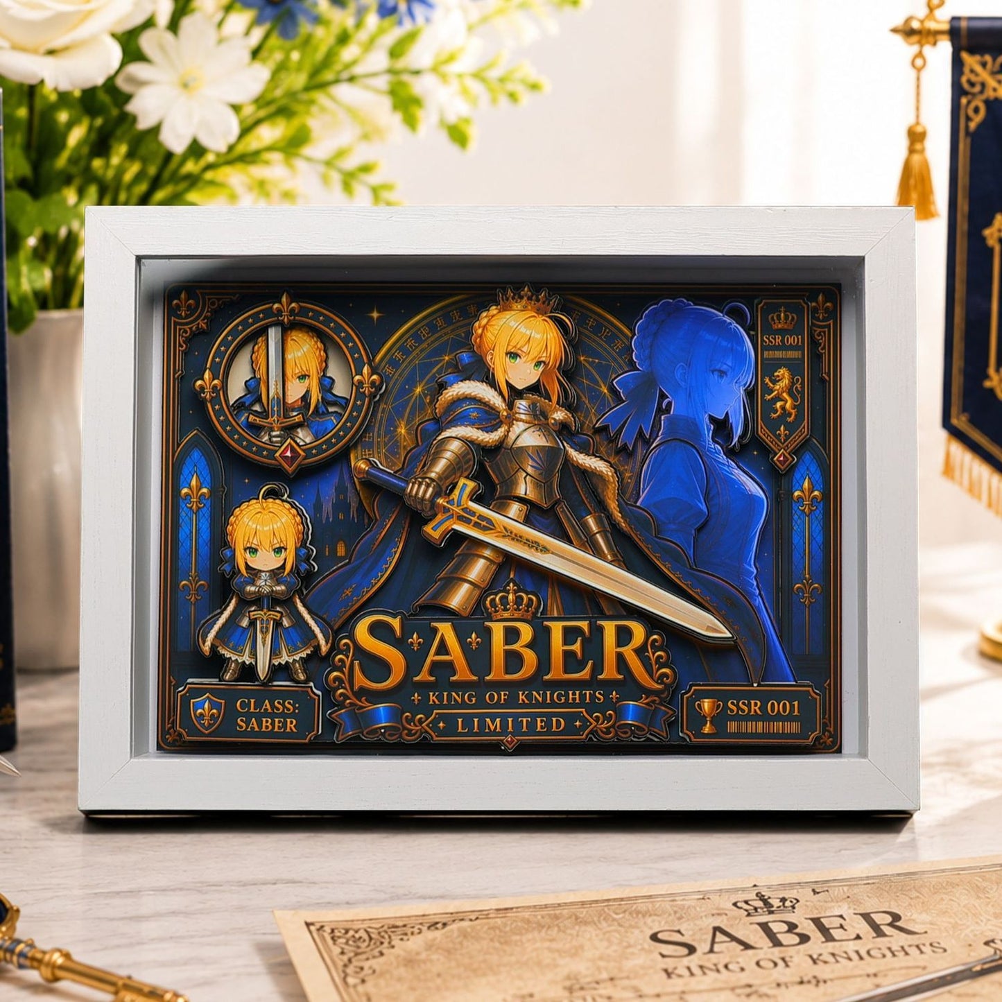 Fate/Stay Night — Saber King of Knights SSR 001 Limited 3D Paper Diorama Shadow Box