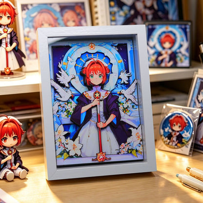 Magical Girl 3D Layered Paper Shadow Box Frame Desk Decor
