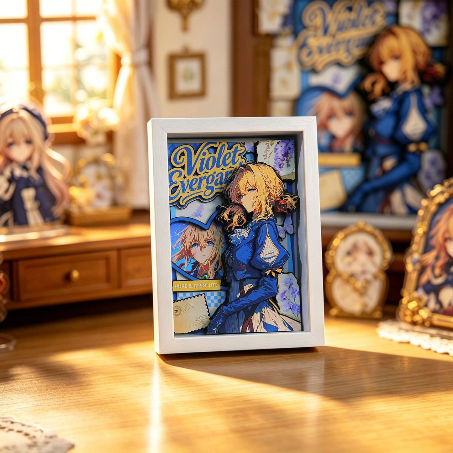 Violet Evergarden 3D Anime Shadow Box Wall Art Handmade Birthday Gift Cartoon Decor