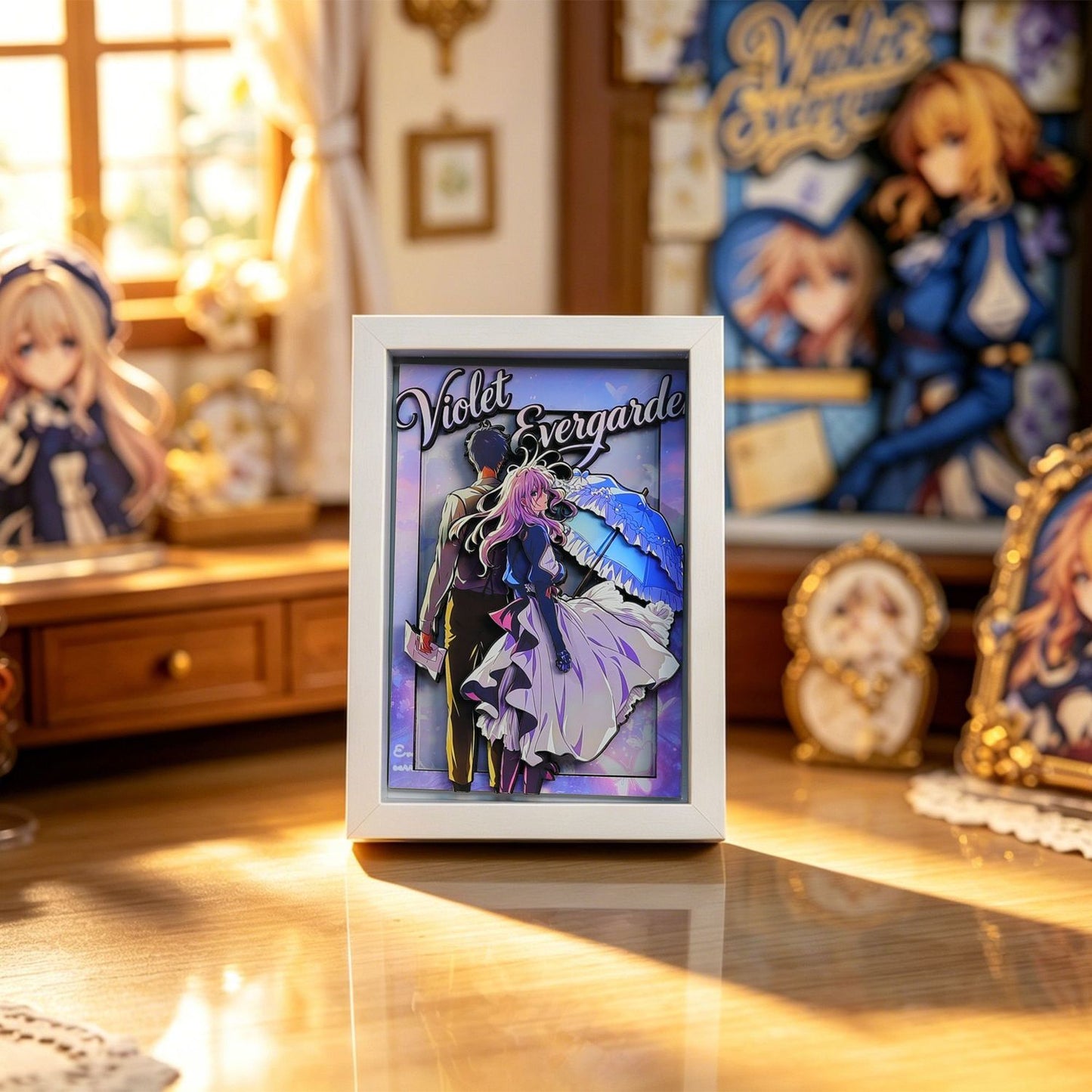 Violet Evergarden 3D Anime Shadow Box Wall Art Handmade Birthday Gift Cartoon Decor