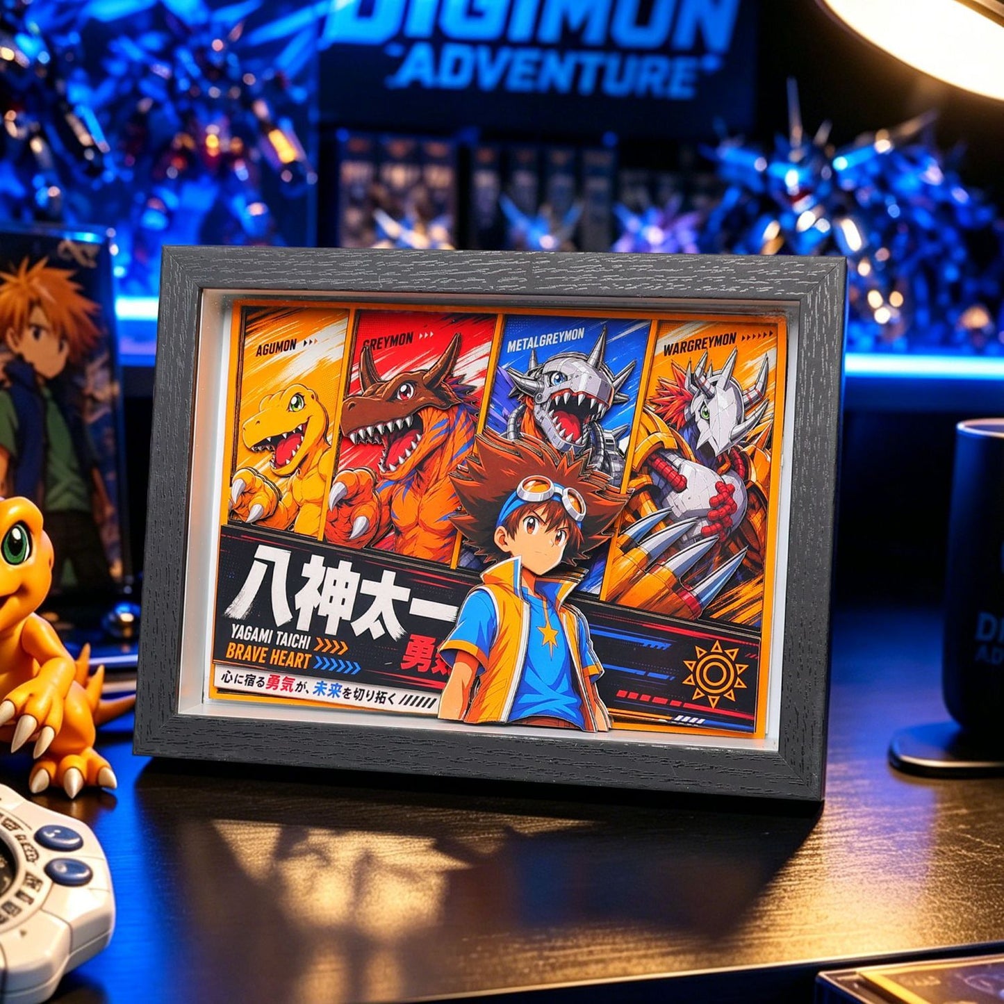 Digimon Adventure 3D Shadow Box Paper Art Anime Desk Decor Birthday Gift