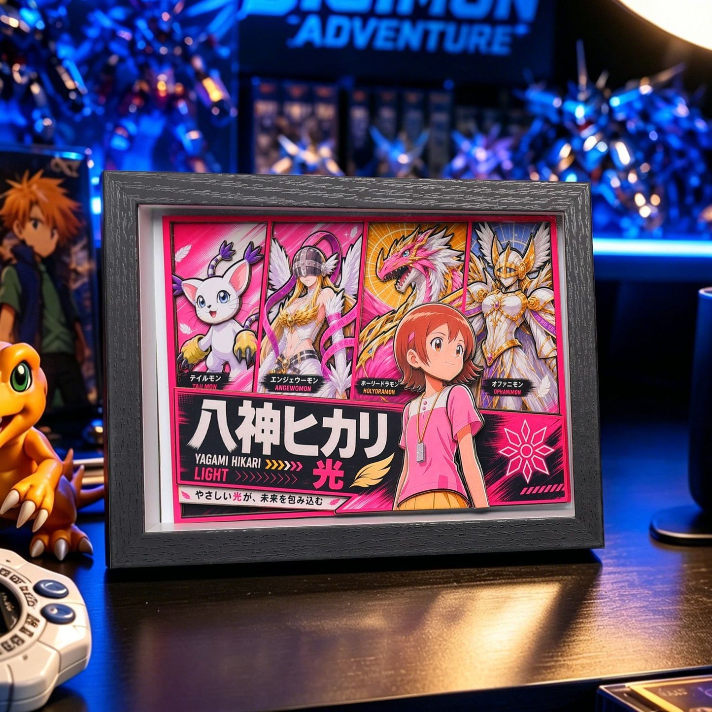 Digimon Adventure 3D Shadow Box Paper Art Anime Desk Decor Birthday Gift