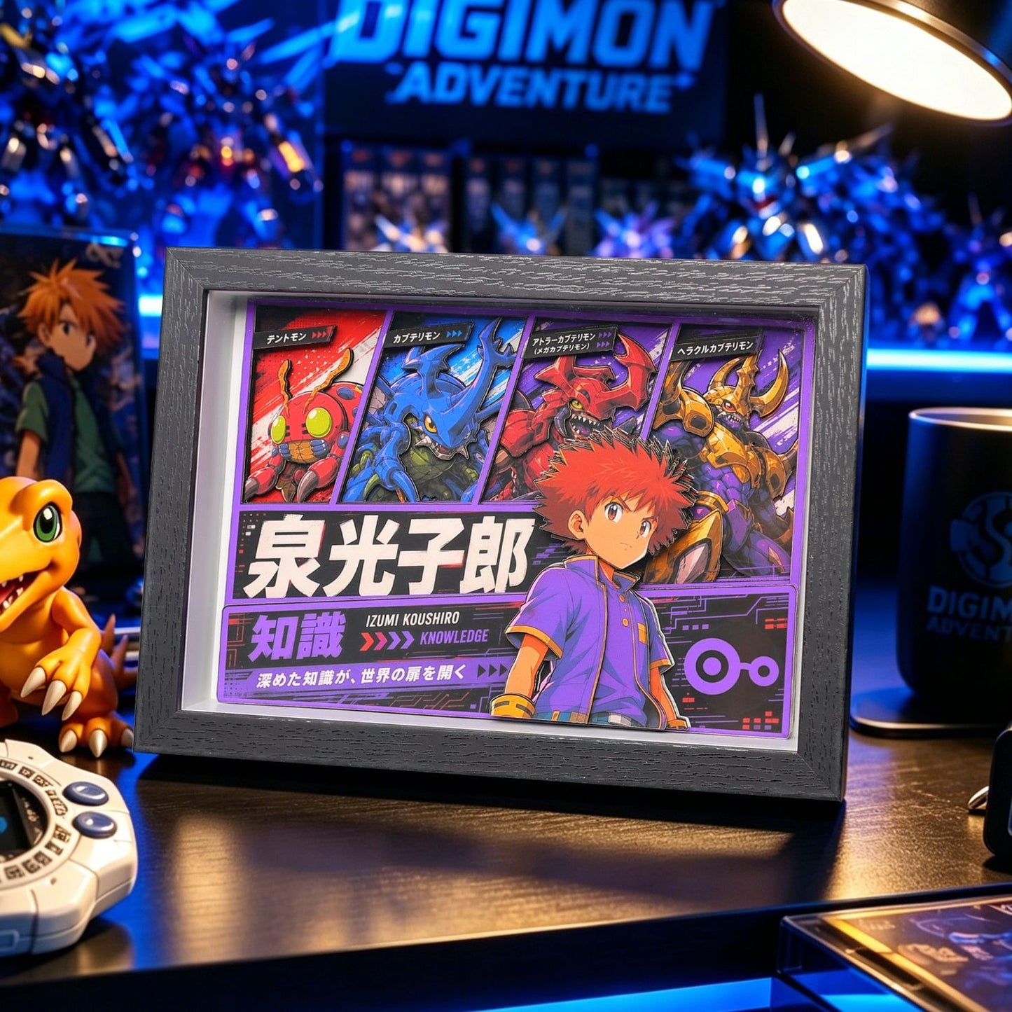 Digimon Adventure 3D Shadow Box Paper Art Anime Desk Decor Birthday Gift