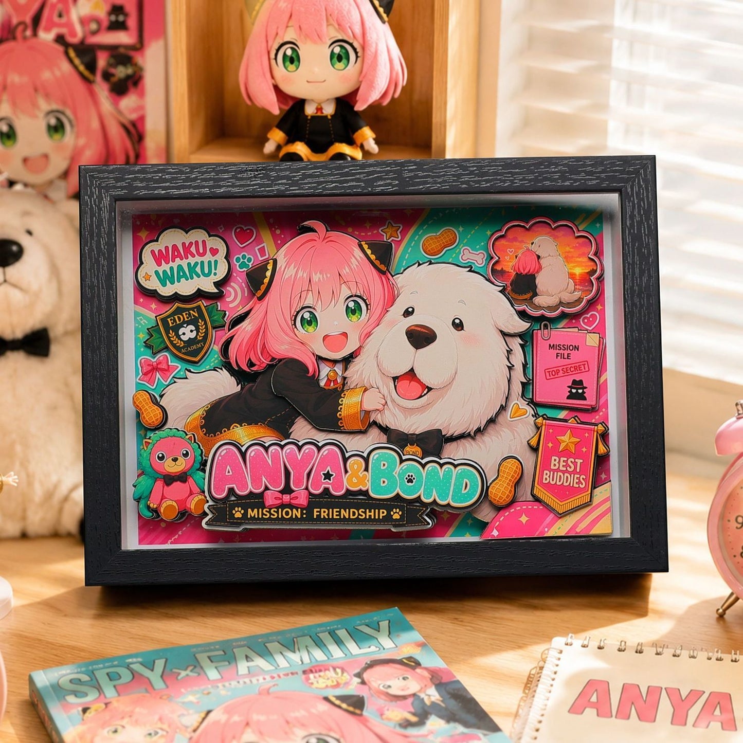 Spy x Family Anya 3D Shadow Box Paper Art Anime Desk Decor Birthday Gift
