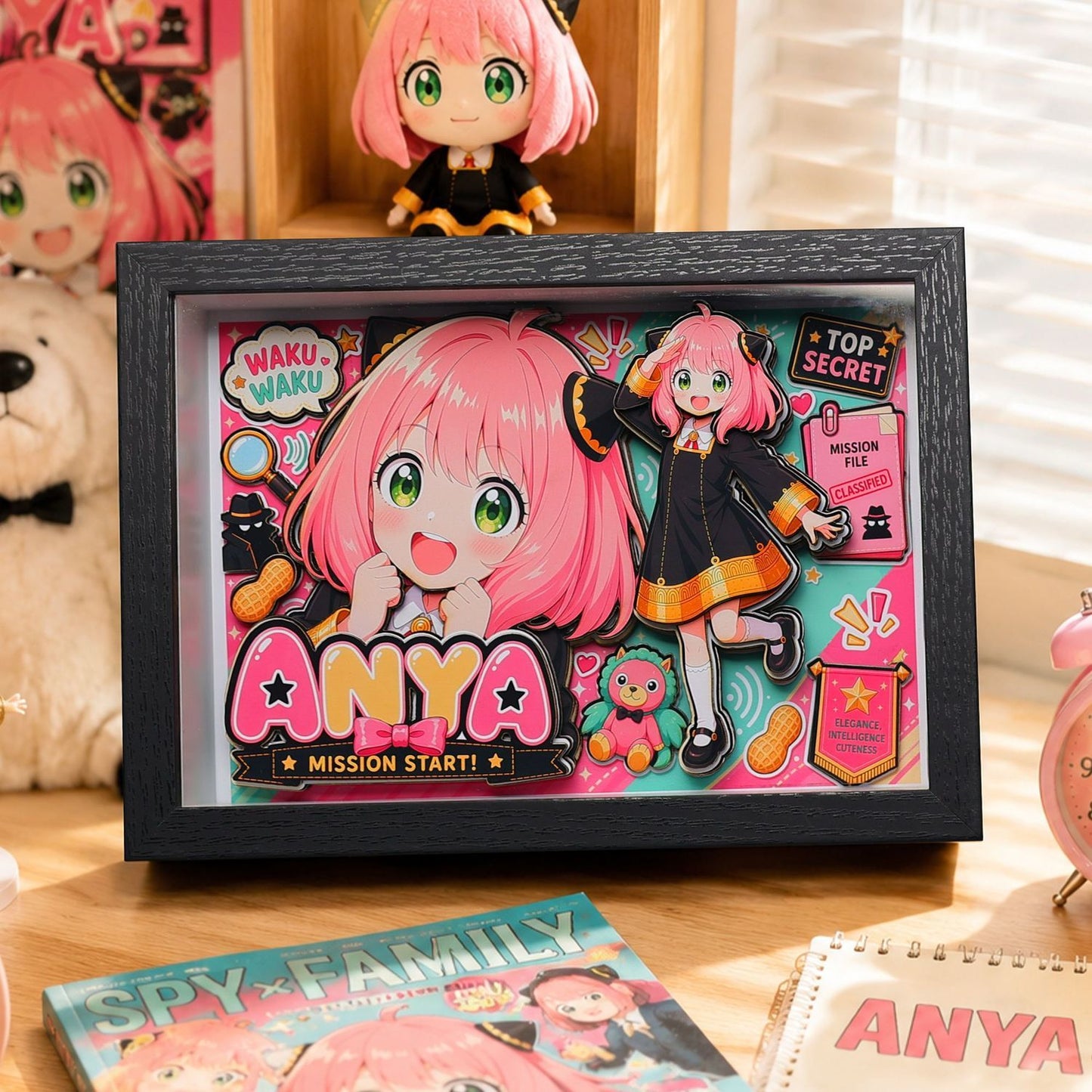 Spy x Family Anya 3D Shadow Box Paper Art Anime Desk Decor Birthday Gift