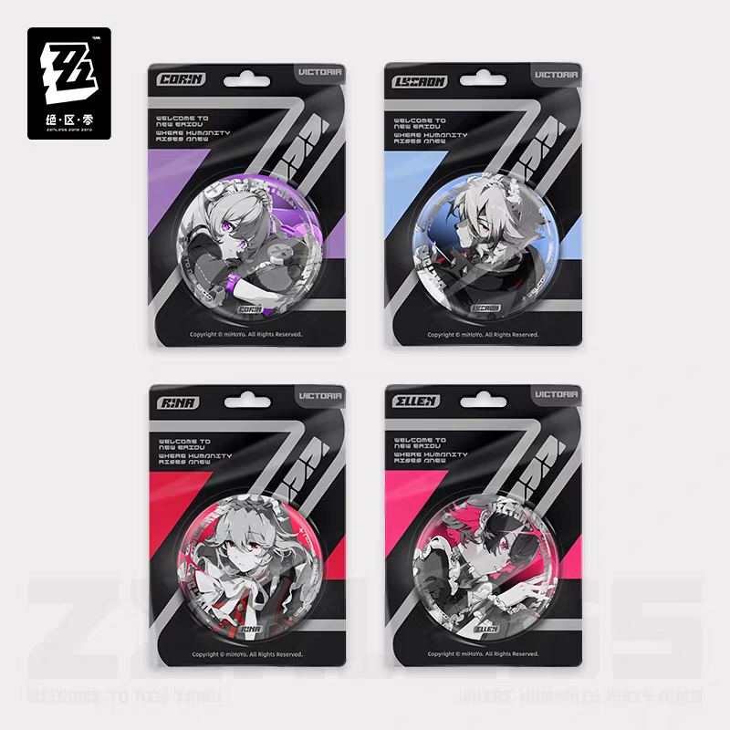 Zenless Zone Zero Official Shadow Art Series Reflective Round Badge Victoria Housekeeping 4PCS Corin Lycaon Rina Ellen