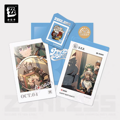 Zenless Zone Zero Official HB2U Birthday Momento Set Vol.1 4 Characters Von Lycaon Zhu Yuan Rina Piper Polaroid Card Stamp Sticker