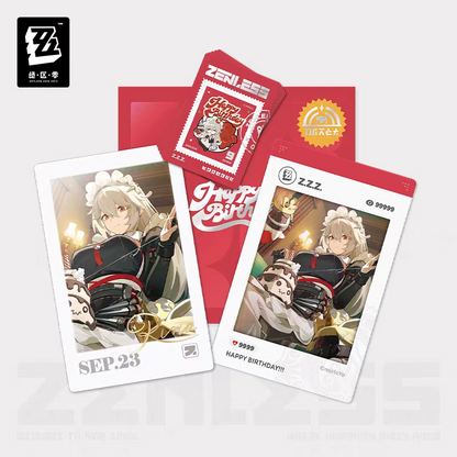 Zenless Zone Zero Official HB2U Birthday Momento Set Vol.1 4 Characters Von Lycaon Zhu Yuan Rina Piper Polaroid Card Stamp Sticker