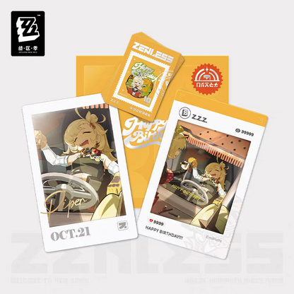 Zenless Zone Zero Official HB2U Birthday Momento Set Vol.1 4 Characters Von Lycaon Zhu Yuan Rina Piper Polaroid Card Stamp Sticker